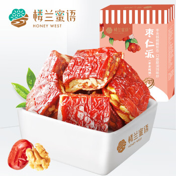 楼兰蜜语夹心枣仁派218g枣夹核桃新疆特产和田红枣核桃蜜饯果干	